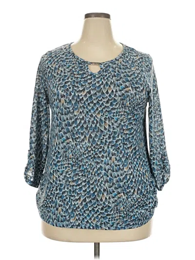 Pre-owned Avenue 3/4 Sleeve Blouse In Blue