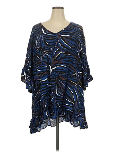 Pre-owned Avenue 3/4 Sleeve Blouse In Blue
