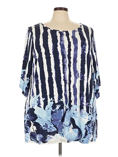 Pre-owned Avenue 3/4 Sleeve Blouse In Blue