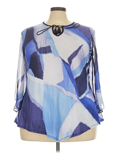 Pre-owned Avenue 3/4 Sleeve Blouse In Blue