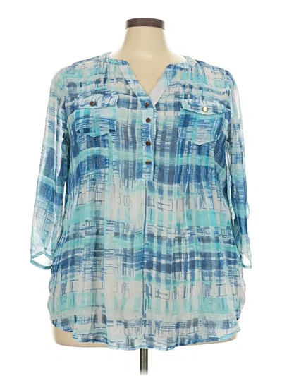 Pre-owned Avenue 3/4 Sleeve Blouse In Blue