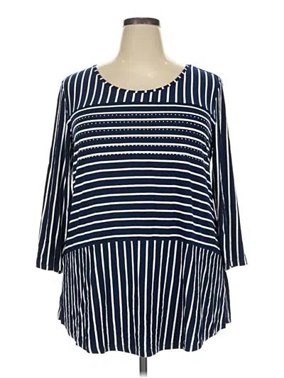 Pre-owned Avenue 3/4 Sleeve Blouse In Blue