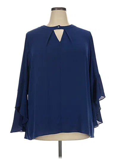Pre-owned Avenue 3/4 Sleeve Blouse In Blue