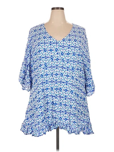 Pre-owned Avenue 3/4 Sleeve Blouse In Blue