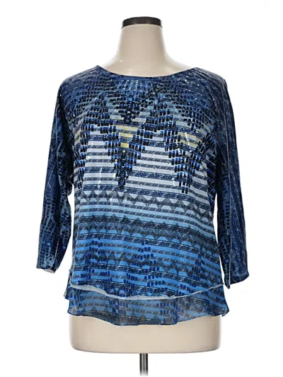 Pre-owned Avenue 3/4 Sleeve Blouse In Blue