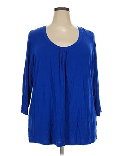 Pre-owned Avenue 3/4 Sleeve Blouse In Blue