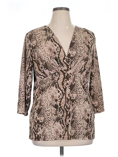Pre-owned Avenue 3/4 Sleeve Blouse In Brown