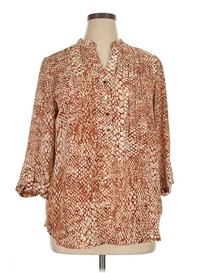 Pre-owned Avenue 3/4 Sleeve Blouse In Brown