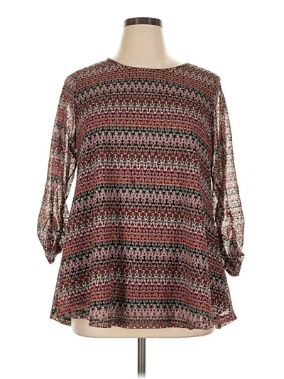 Pre-owned Avenue 3/4 Sleeve Blouse In Brown