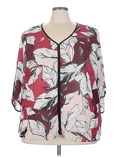 Pre-owned Avenue 3/4 Sleeve Blouse In Burgundy