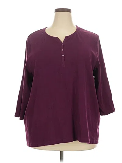 Pre-owned Avenue 3/4 Sleeve Blouse In Burgundy
