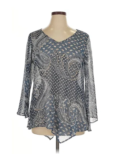 Pre-owned Avenue 3/4 Sleeve Blouse In Gray