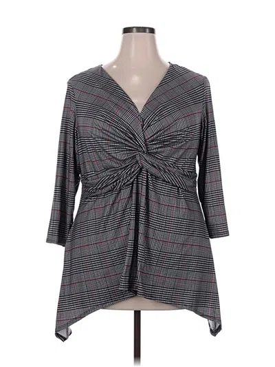 Pre-owned Avenue 3/4 Sleeve Blouse In Gray