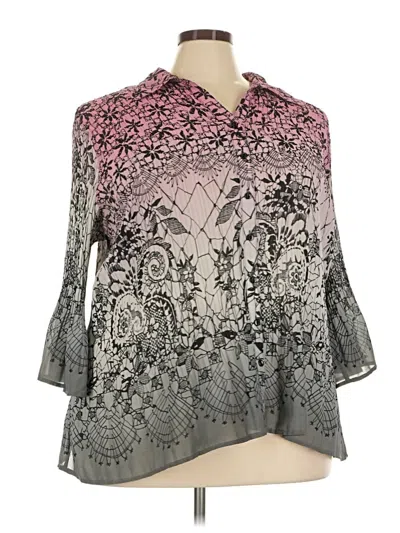 Pre-owned Avenue 3/4 Sleeve Blouse In Gray