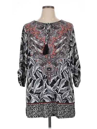 Pre-owned Avenue 3/4 Sleeve Blouse In Gray
