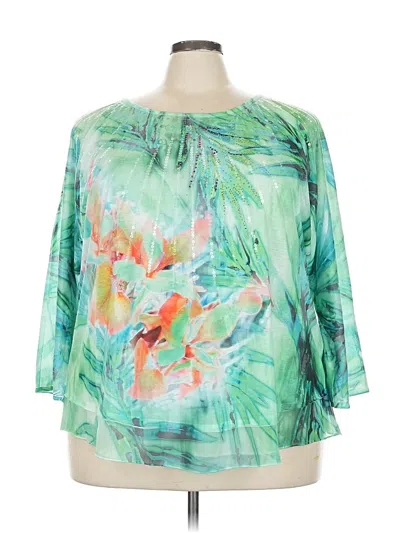 Pre-owned Avenue 3/4 Sleeve Blouse In Green