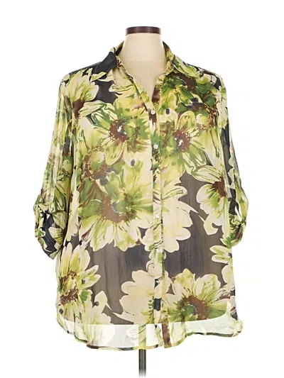 Pre-owned Avenue 3/4 Sleeve Blouse In Green