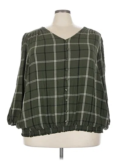 Pre-owned Avenue 3/4 Sleeve Blouse In Green