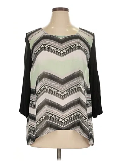 Pre-owned Avenue 3/4 Sleeve Blouse In Green