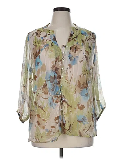 Pre-owned Avenue 3/4 Sleeve Blouse In Green