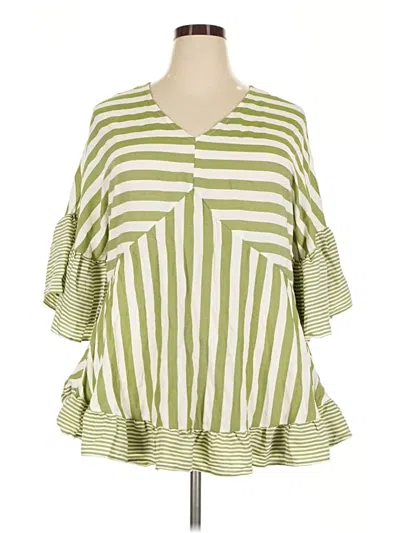 Pre-owned Avenue 3/4 Sleeve Blouse In Green