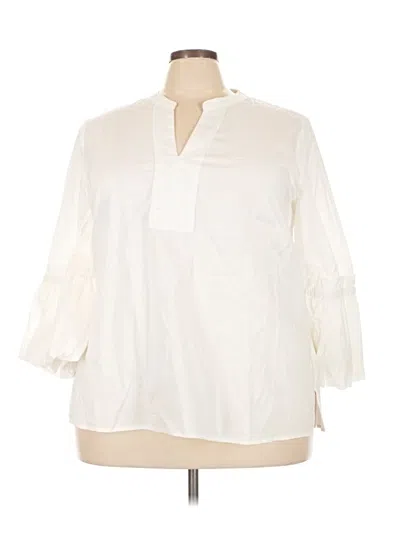 Pre-owned Avenue 3/4 Sleeve Blouse In Ivory