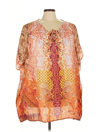 Pre-owned Avenue 3/4 Sleeve Blouse In Orange