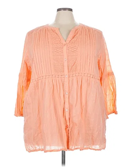 Pre-owned Avenue 3/4 Sleeve Blouse In Orange