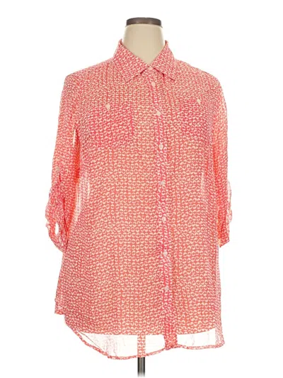Pre-owned Avenue 3/4 Sleeve Blouse In Orange