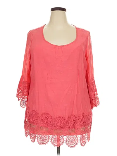 Pre-owned Avenue 3/4 Sleeve Blouse In Pink