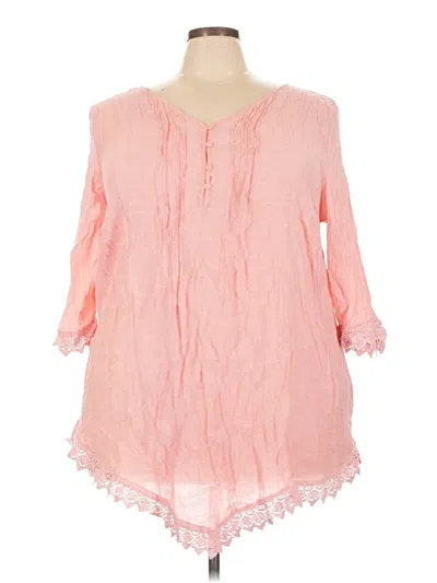 Pre-owned Avenue 3/4 Sleeve Blouse In Pink