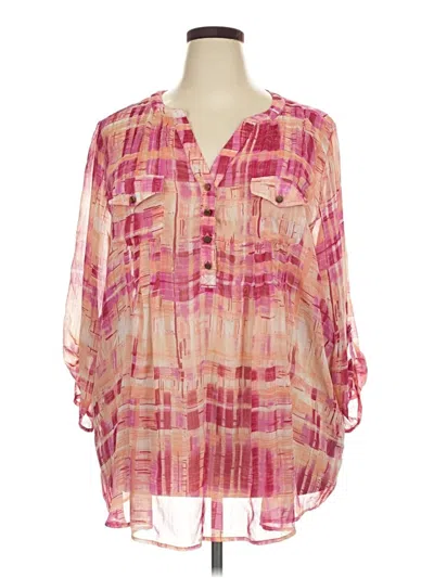 Pre-owned Avenue 3/4 Sleeve Blouse In Pink