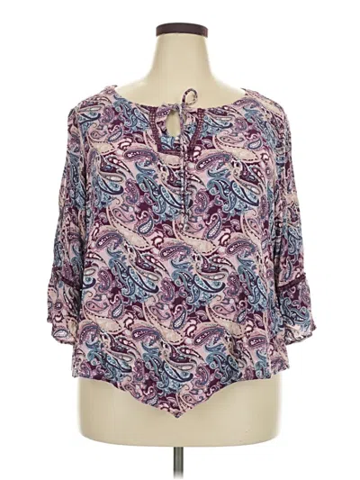 Pre-owned Avenue 3/4 Sleeve Blouse In Purple
