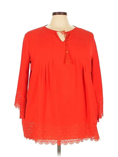 Pre-owned Avenue 3/4 Sleeve Blouse In Red