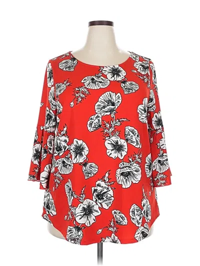 Pre-owned Avenue 3/4 Sleeve Blouse In Red