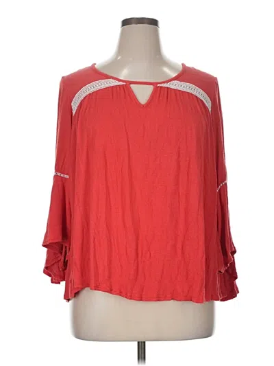 Pre-owned Avenue 3/4 Sleeve Blouse In Red