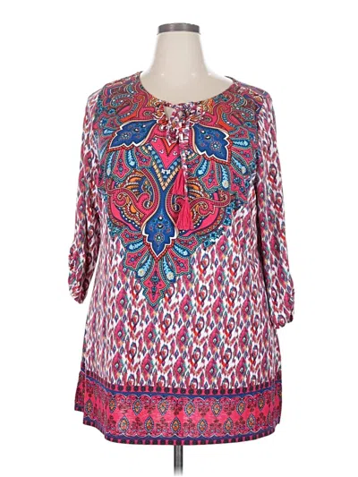 Pre-owned Avenue 3/4 Sleeve Blouse In Red