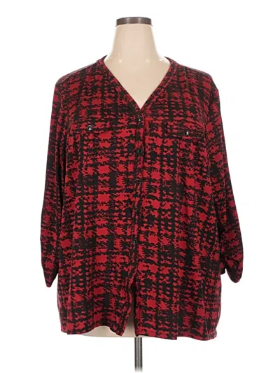 Pre-owned Avenue 3/4 Sleeve Blouse In Red
