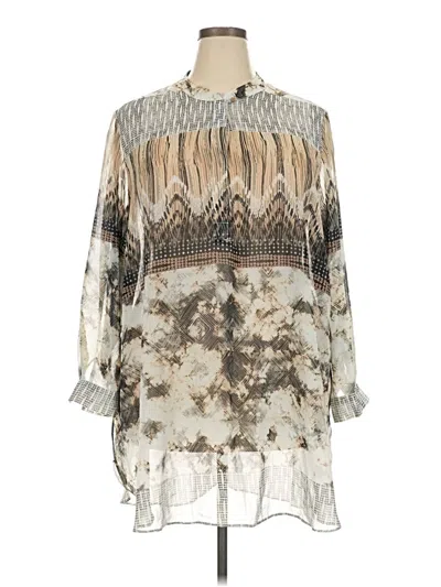 Pre-owned Avenue 3/4 Sleeve Blouse In Silver