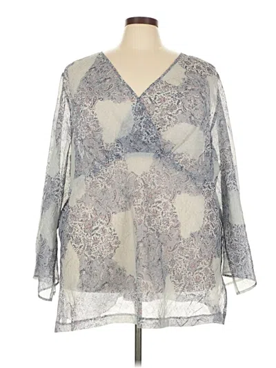 Pre-owned Avenue 3/4 Sleeve Blouse In Silver