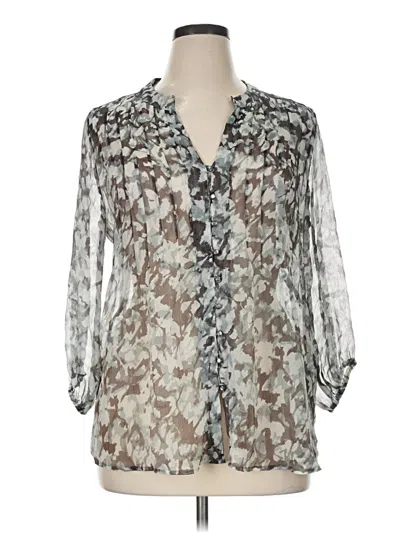 Pre-owned Avenue 3/4 Sleeve Blouse In Silver