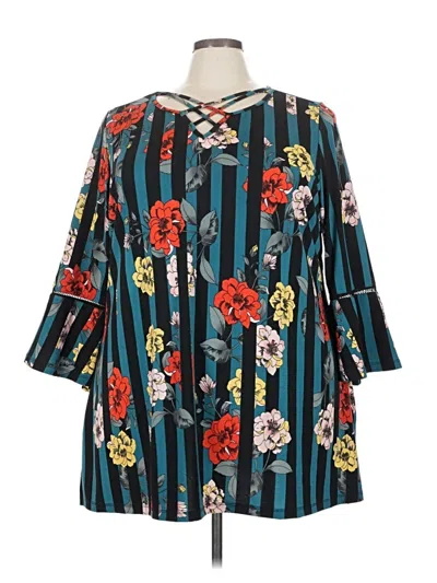 Pre-owned Avenue 3/4 Sleeve Blouse In Teal