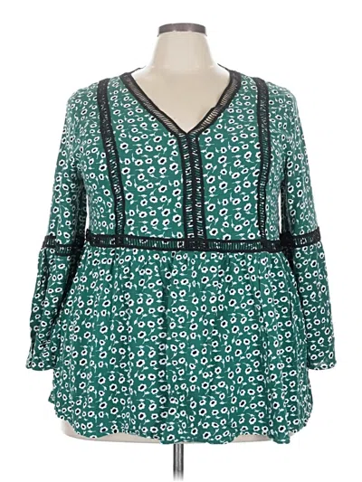 Pre-owned Avenue 3/4 Sleeve Blouse In Teal