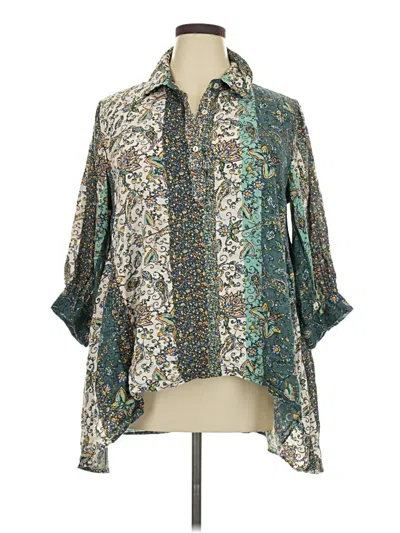 Pre-owned Avenue 3/4 Sleeve Blouse In Teal