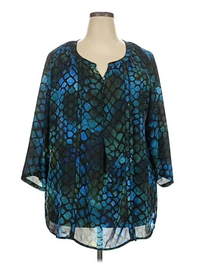 Pre-owned Avenue 3/4 Sleeve Blouse In Teal