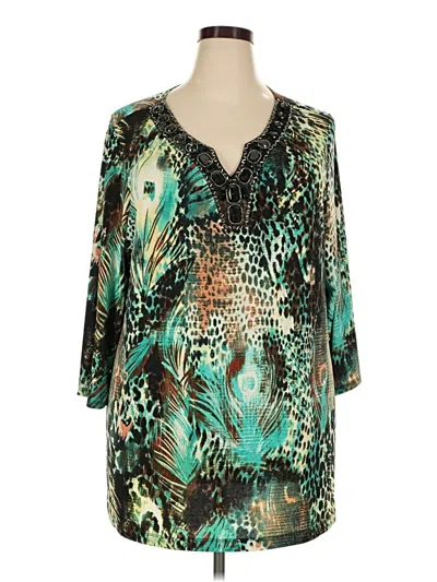 Pre-owned Avenue 3/4 Sleeve Blouse In Teal