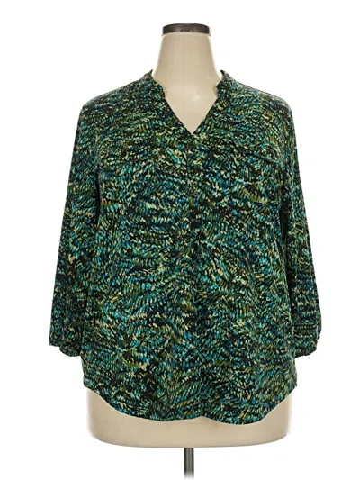 Pre-owned Avenue 3/4 Sleeve Blouse In Teal