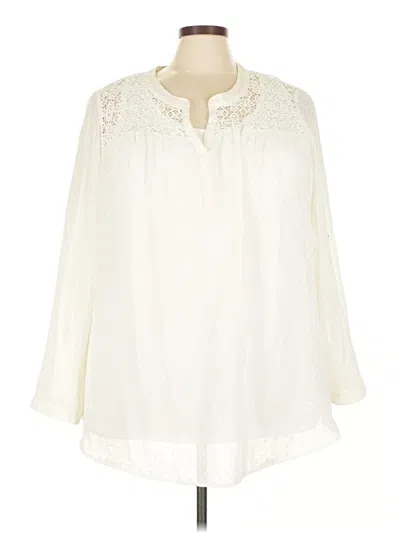 Pre-owned Avenue 3/4 Sleeve Blouse In White