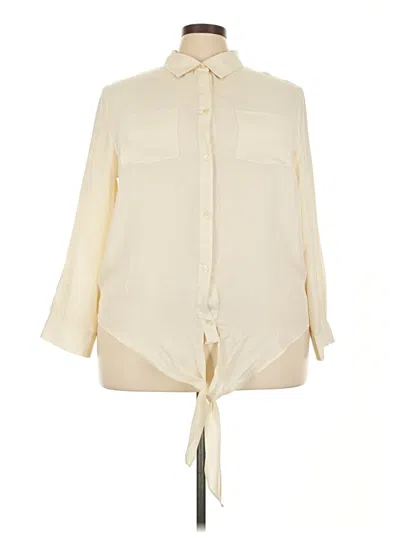 Pre-owned Avenue 3/4 Sleeve Blouse In White