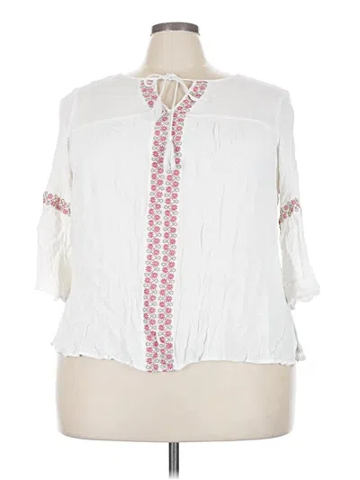 Pre-owned Avenue 3/4 Sleeve Blouse In White